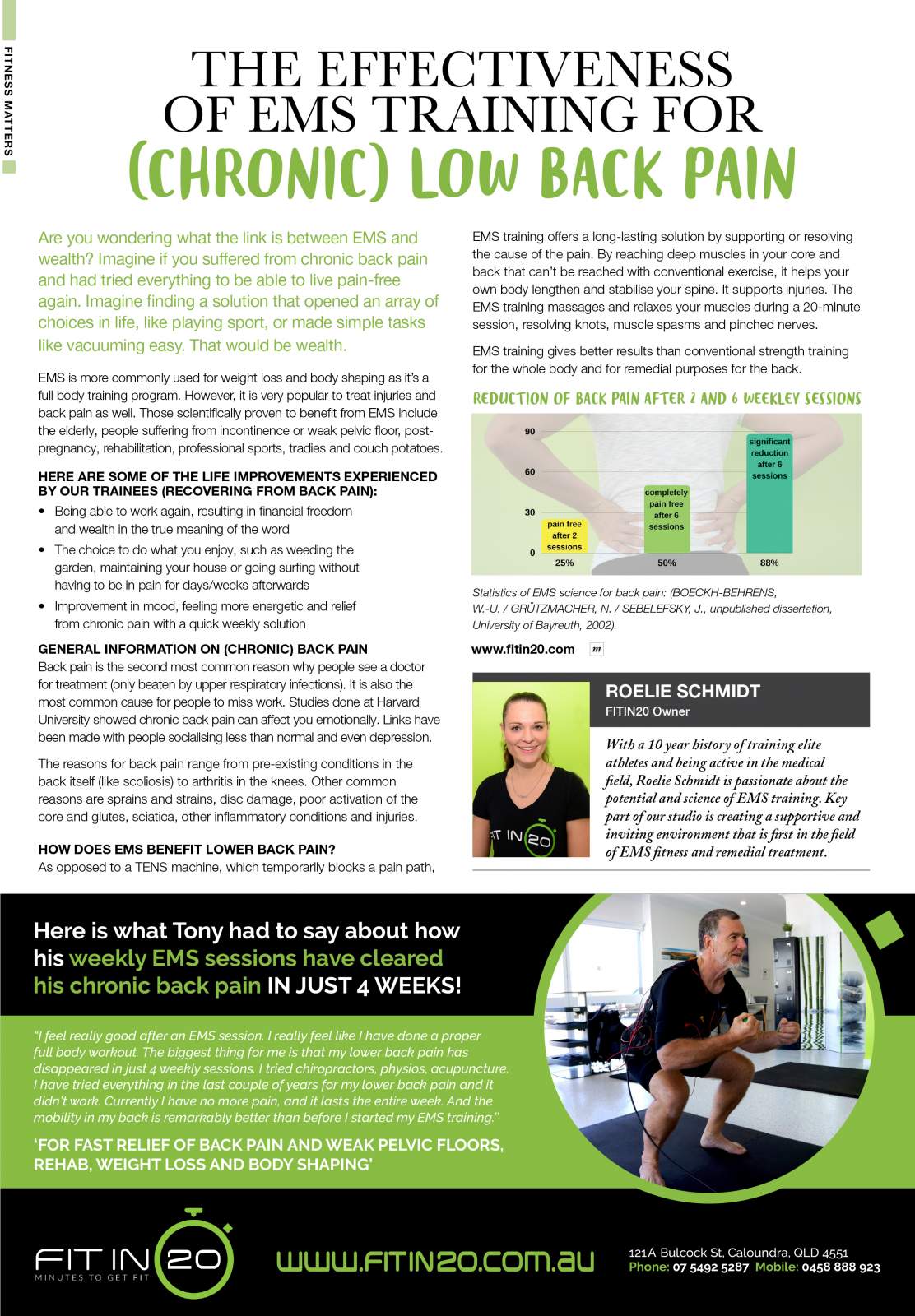 The Effectiveness of EMS Training for (Chronic) Lower Back Pain
